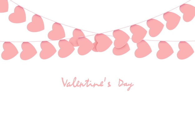 Pink hearts garlands on white Vector illustration