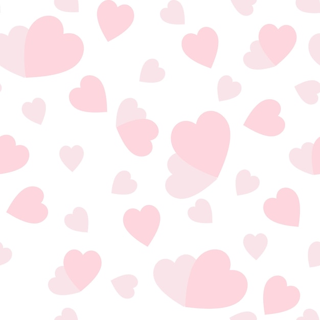 Pink hearts seamless pattern on white background