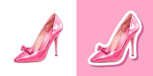 Vector pink heel shoe female icon vector illustration isolated on white background trend fashion design