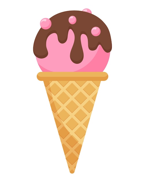 Pink ice cream cone Vector illustration