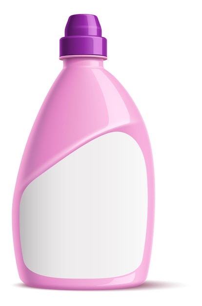 Vector pink laundry detergent bottle realistic plastic container with blank label isolated on white background