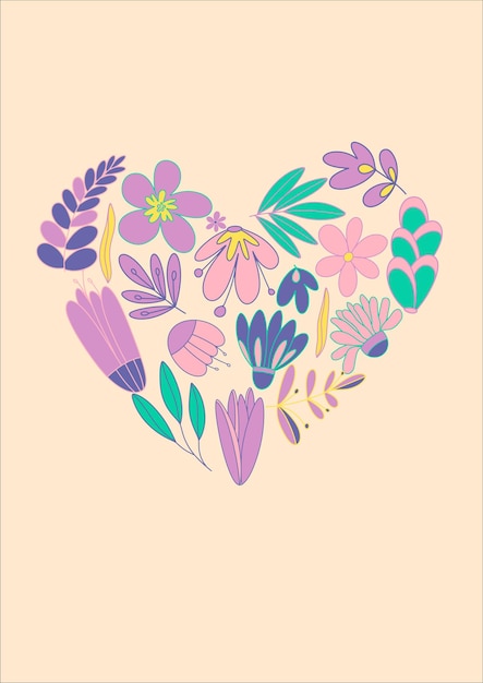 Pink lilac flowers are laid out in a composition in the form of a heart Cute flowers on Very Peri