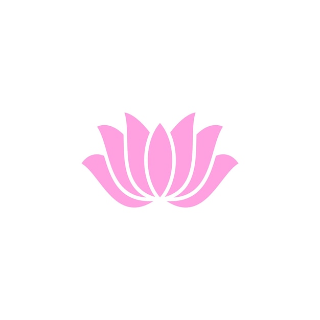 A pink lotus logo with a white background