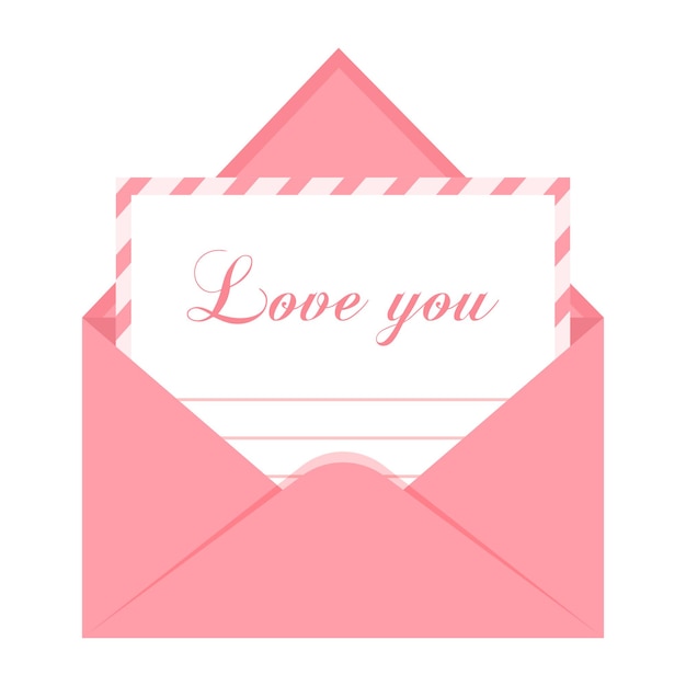 Pink love envelope with a letter Vector illustration