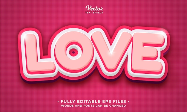 pink love text effect editable eps cc