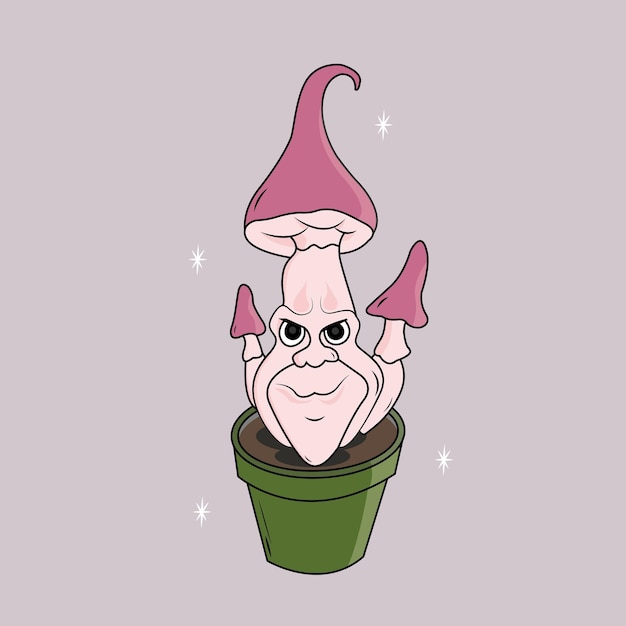 Pink Mashroom Cartoon