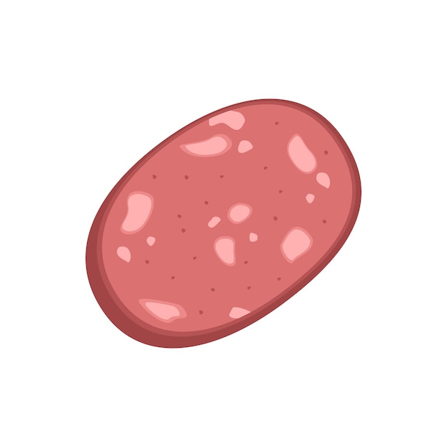 Pink meat sausage icon with layers of white fat Breakfast food or cold cuts