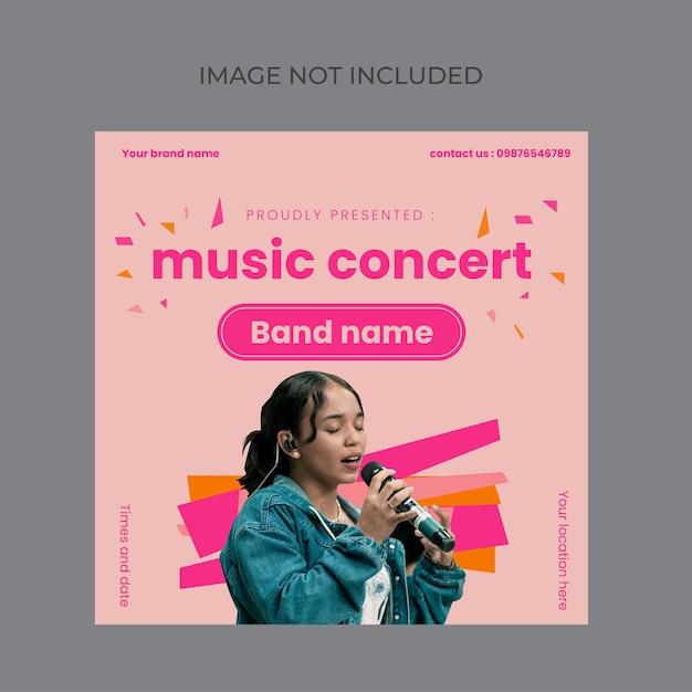 Pink music concert social media design template