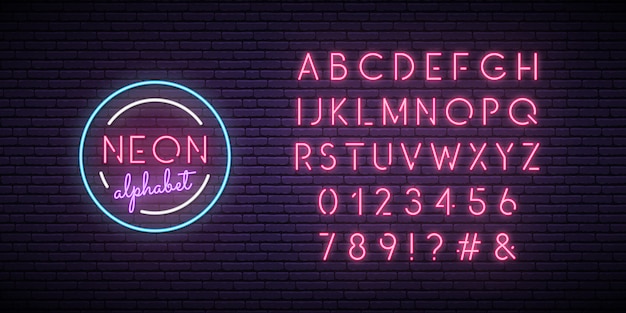 Pink neon alphabet.