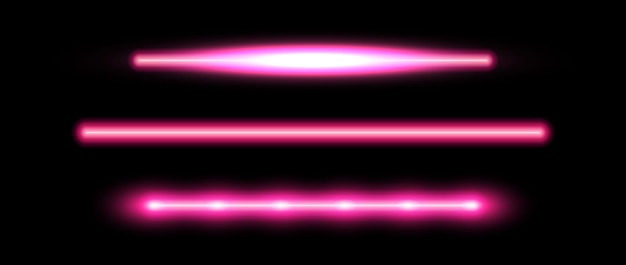 Pink neon tube lamp set Glowing led light line beam collection Bright luminous fluorescent bar stick