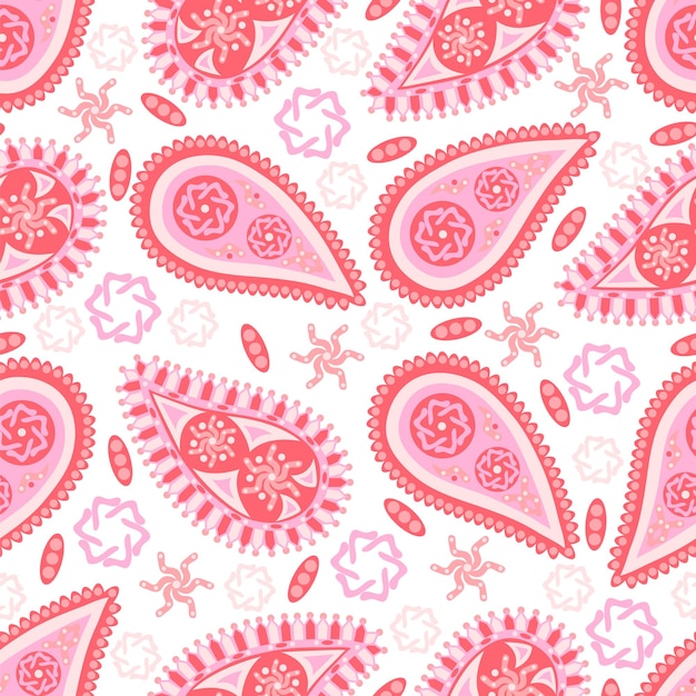 Pink Paisley seamless pattern. Abstract background. Vector illustration.