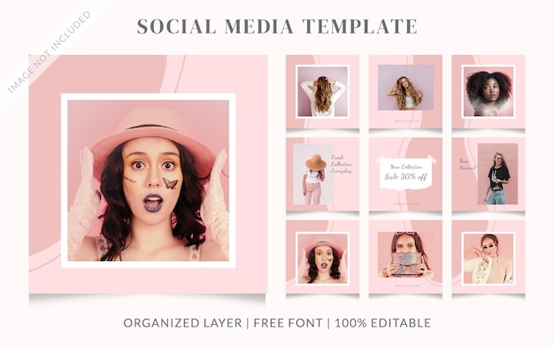 Pink Pastel Fashion Social Media Sale Post Template  