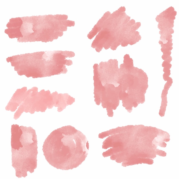 Pink Pastel watercolor brushstroke design vector set