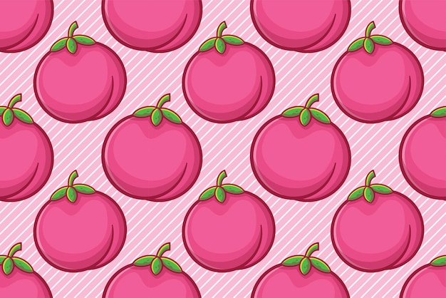 pink peach fruit seamless pattern illustration