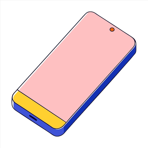 Vector a pink phone with a blue case that says quot pink quot on the bottom