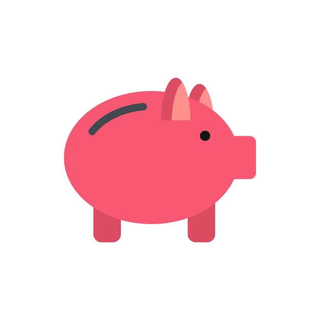 Pink piggy bank icon in flat style on a white background