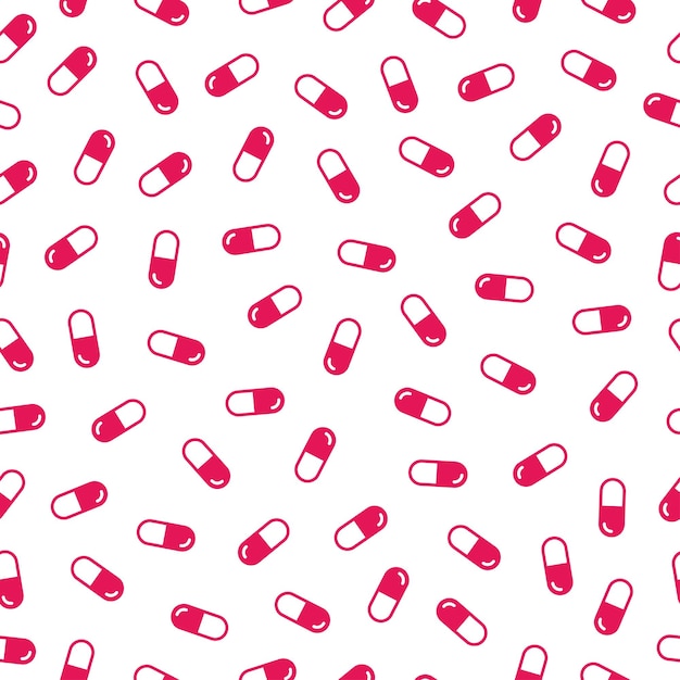 Vector pink pills seamless pattern with white background.