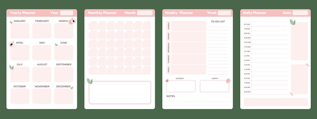 Pink Planner template weekly planner monthly planner daily planner