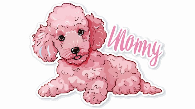 Vector pink poodle puppy haircut styles featuring dog mom lettering