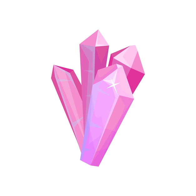 Pink precious stones crystal gem vector Illustration on a white background