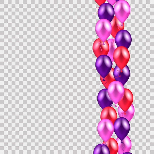 Pink and purple balloons on a transparent background.