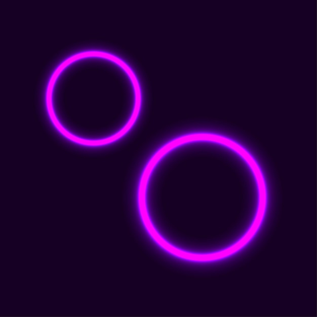 Pink purple neon circles. Digital space. Circular frame. Abstract circle light effect background.