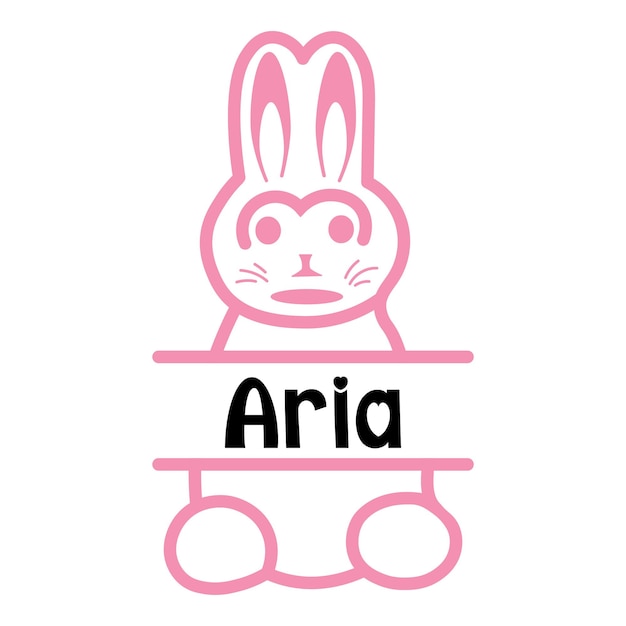 A pink rabbit with the word ari on it