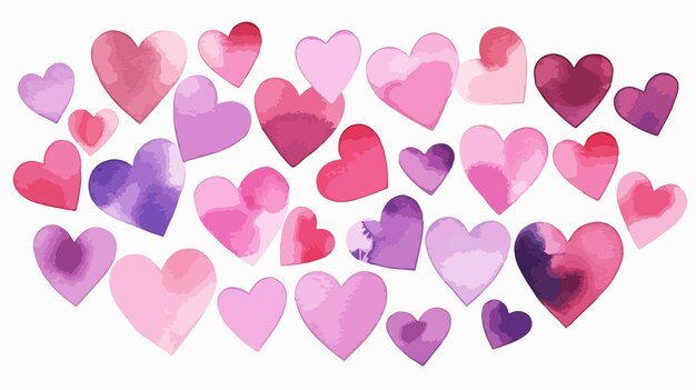 Pink Red and Violet Hearts Circle Isolated on White Background