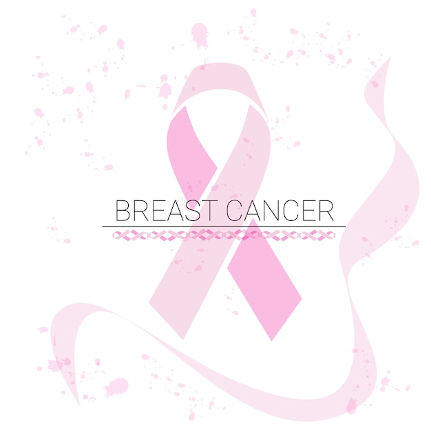 Pink Ribbon Breast Cancer Awareness Flat Vector Illustration