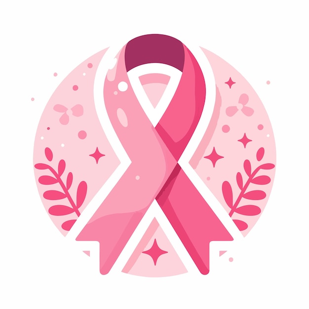 Pink ribbon concept flat vector illustration background