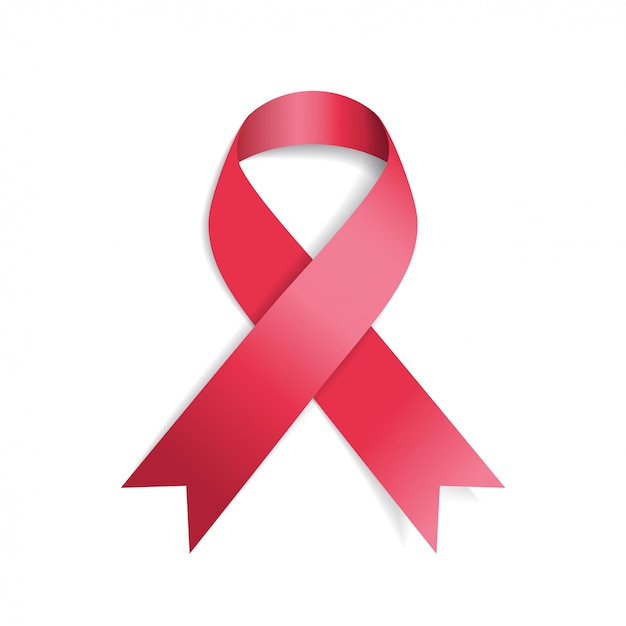 Pink ribbon isolated on white background. Breast cancer awareness symbol.