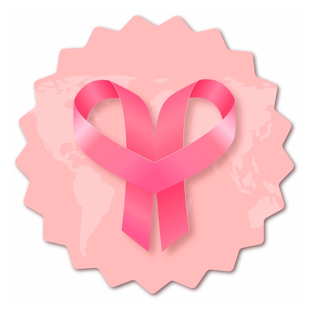 Pink ribbon sticker for World Breast Cancer Awareness Month in October Vector illustration EPS 10