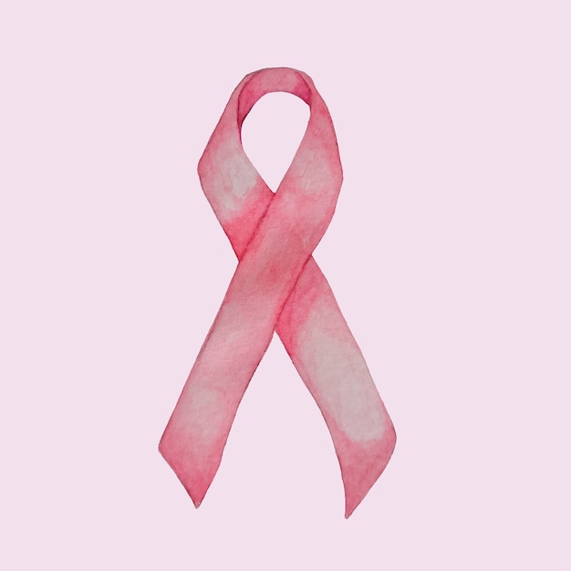 Pink ribbon in watercolor