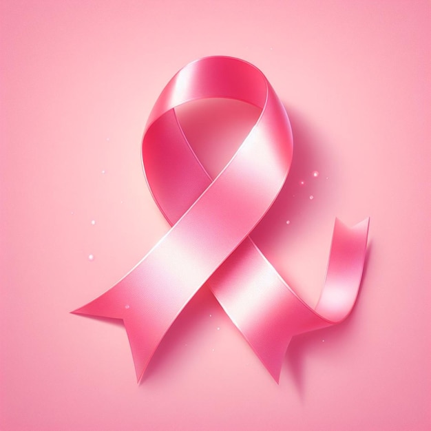 a pink ribbon with a pink ribbon on it