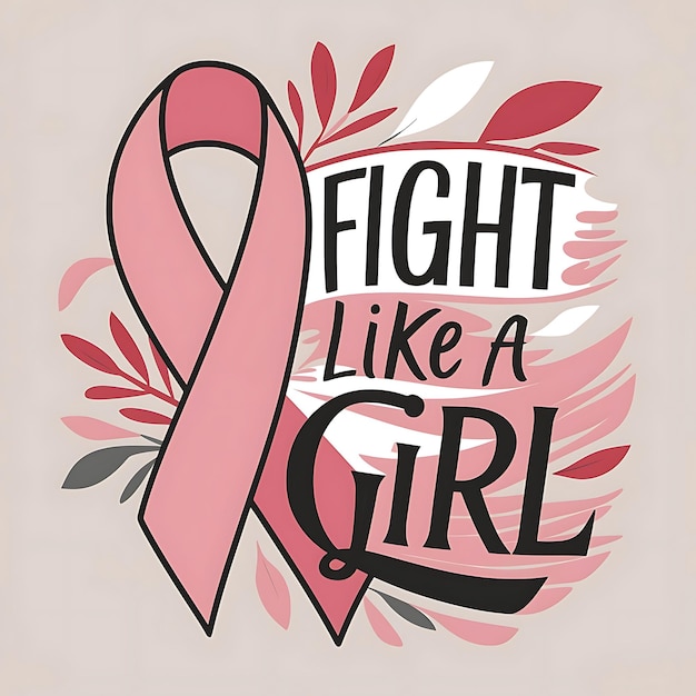 a pink ribbon with the words fight like a girl