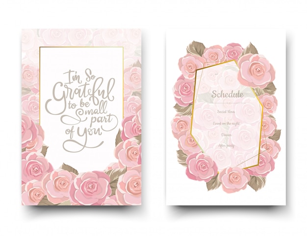 The pink rose invitation cards.