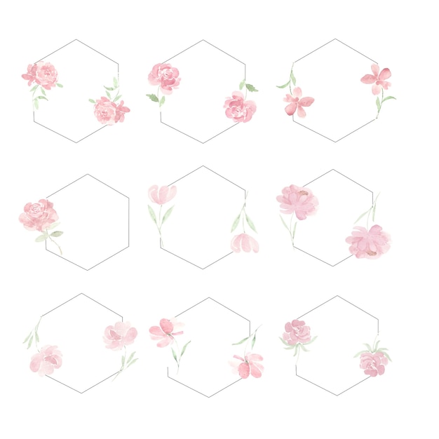 Pink Rose Watercolor Logo Frame