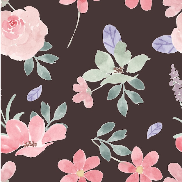 Pink Rose Watercolor Seamless Pattern