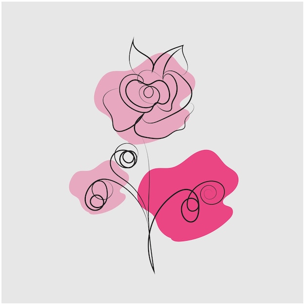 Vector a pink rose with a pink flower in the middle