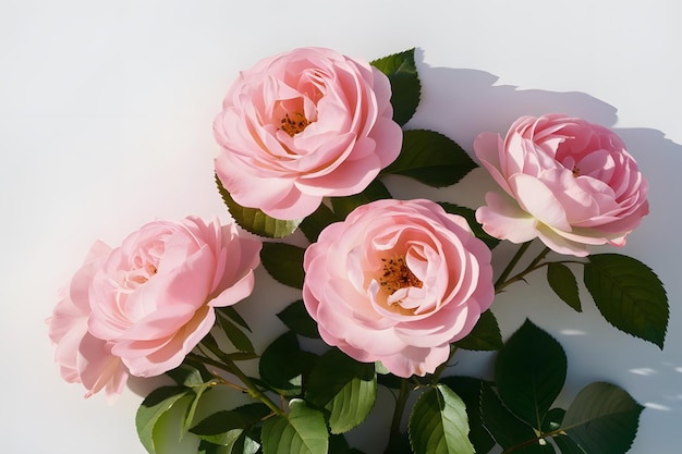 Vector pink roses isolated on white background