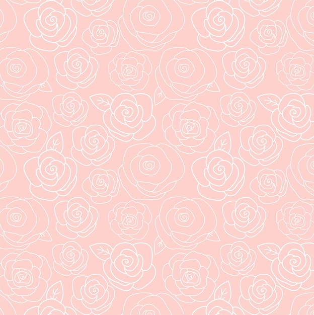 Pink roses kawaii seamless pattern