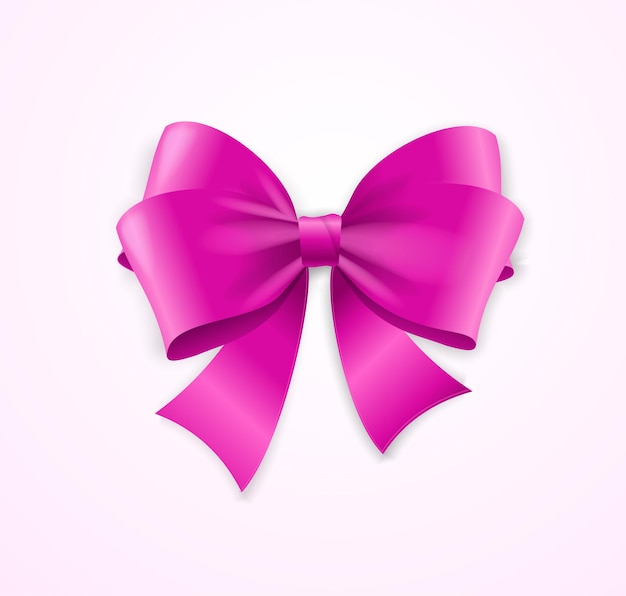 Pink Satin Bow for Gifts Vector illustration