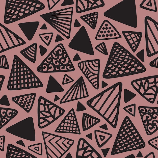 Pink seamless background with various triangles