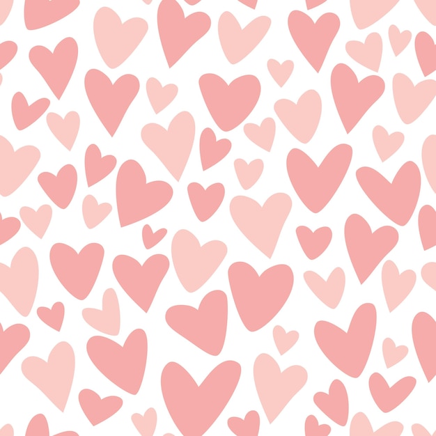 Pink seamless pattern Funny hearts Repeat pink background for girls Vector illustration fabric design Great for Baby Valentine's Day Mother's Day wedding scrapbook surface textures