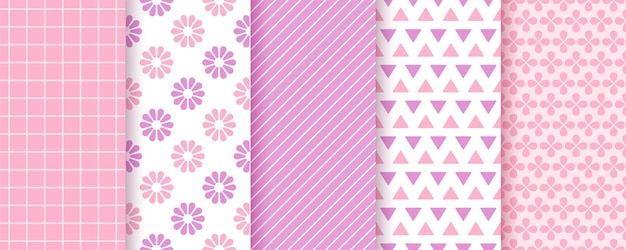 Pink seamless pattern Scrapbook baby girl textures Vector illustration