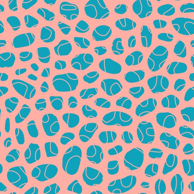 Pink seamless pattern with blue pebbles