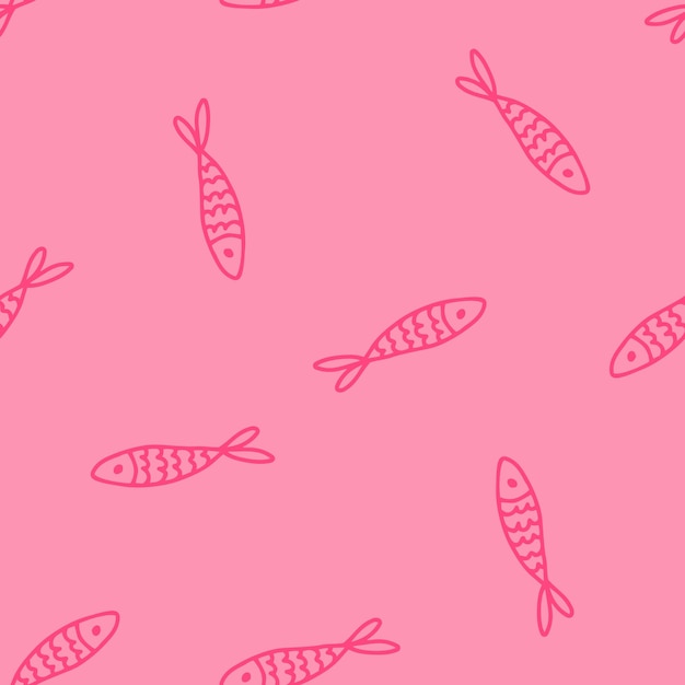 Pink seamless pattern with pink fish