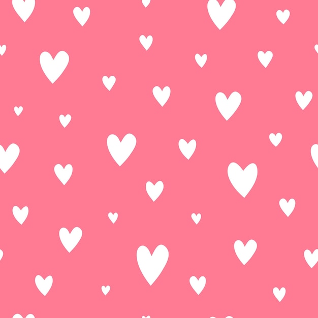 Pink seamless pattern with white hearts