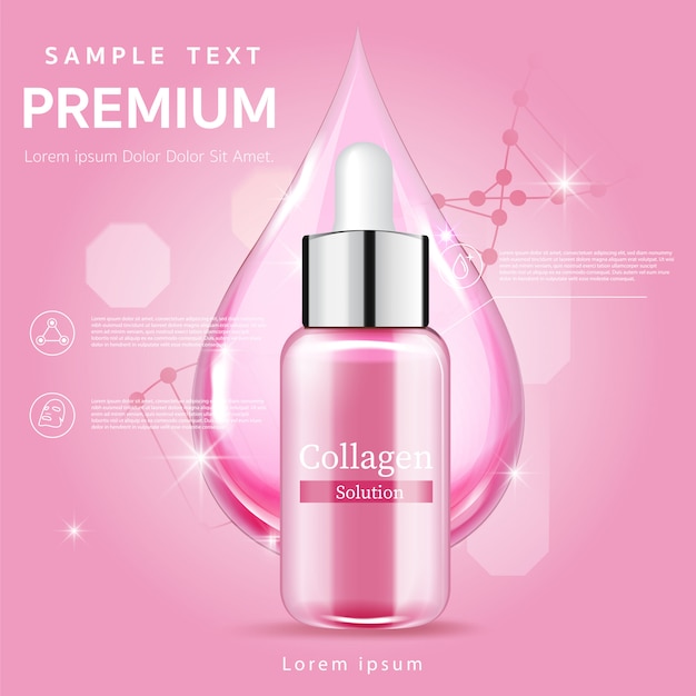 Pink Serum Facial Treatment Essence Skin Care Cosmetic.