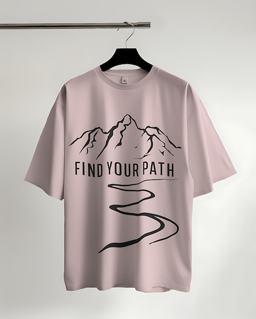 Vector a pink shirt with a picture of mountains on it